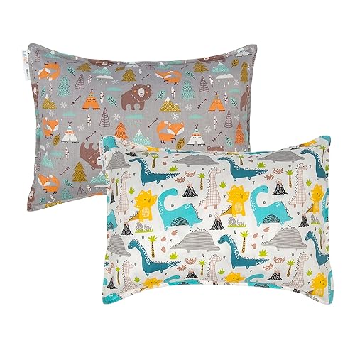 ALVABABY Fundas de almohada de algodón para niños pequeños que se adaptan a 14 x 19 o 13 x 18 pulgadas, almohadas de ropa de cama para niños,