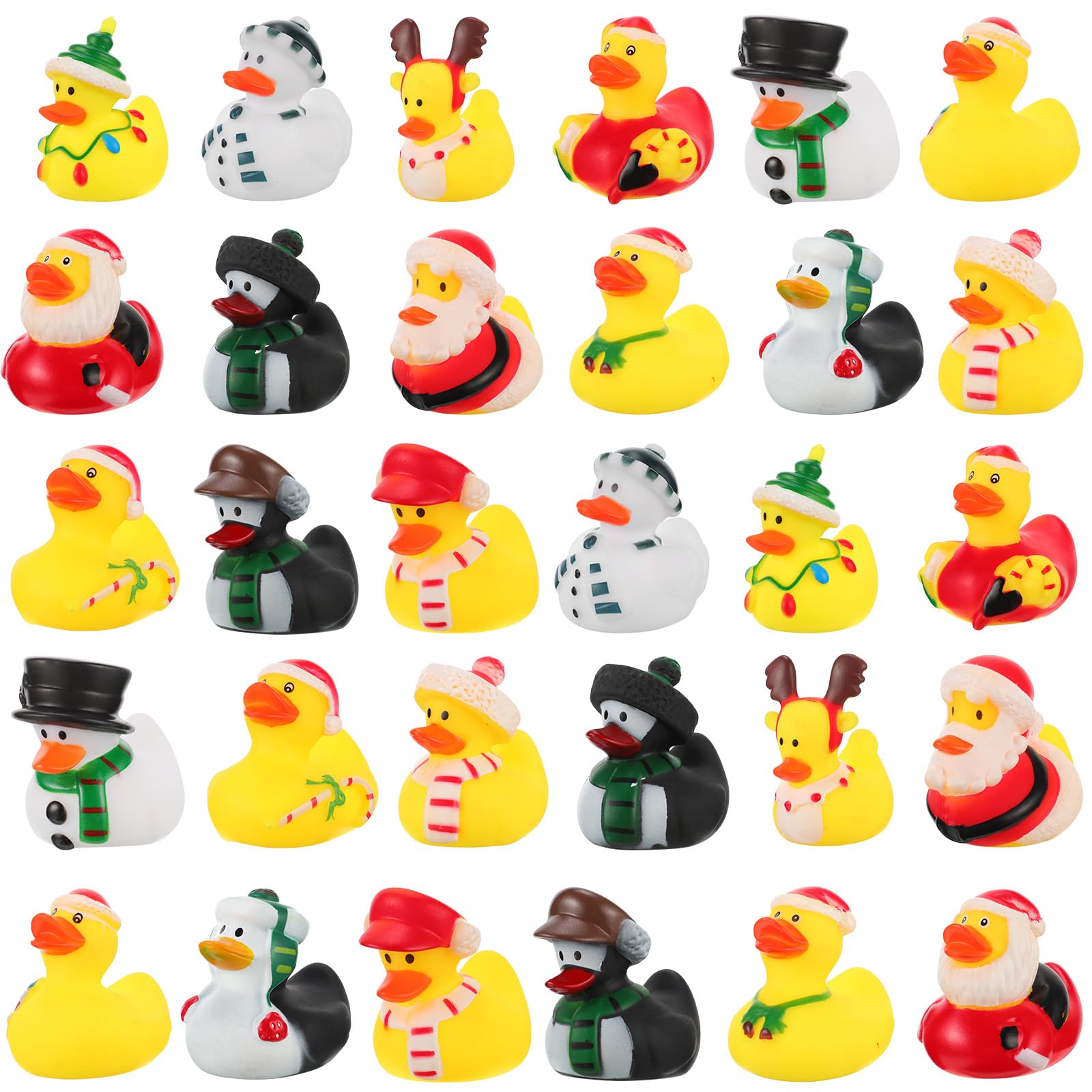 30 Pcs Christmas Rubber Ducks Assorted Santa Duck Holiday Ducks Bath Toys Christmas Rubber Duckies Party Favors Stocking Stuffers Baby Shower for Kids Boys Girls