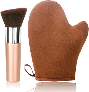 2 IN 1 Self Tanning Mitt Applicator Kit Set,Self Tan Mitt,Self Tanning Glove and Self Tanner Brush,Sunscreen Brush- Fake Tan Applicator for Face and Body,Hands,Legs