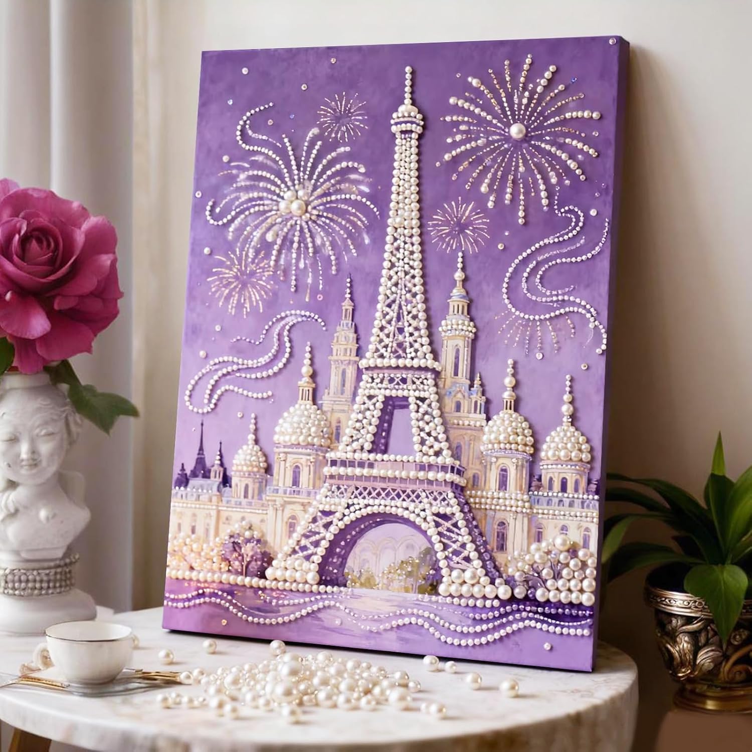 LCOZX 12x16in 3D Partial Drill Tower Pearl Diamond Art for Adults image 2