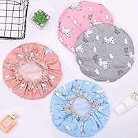 Vista 34 de Tbestmax Gorros de ducha para mujeres y niñas de larga duración, reutilizables, impermeables, gorro de baño, doble capa impermeable, 4