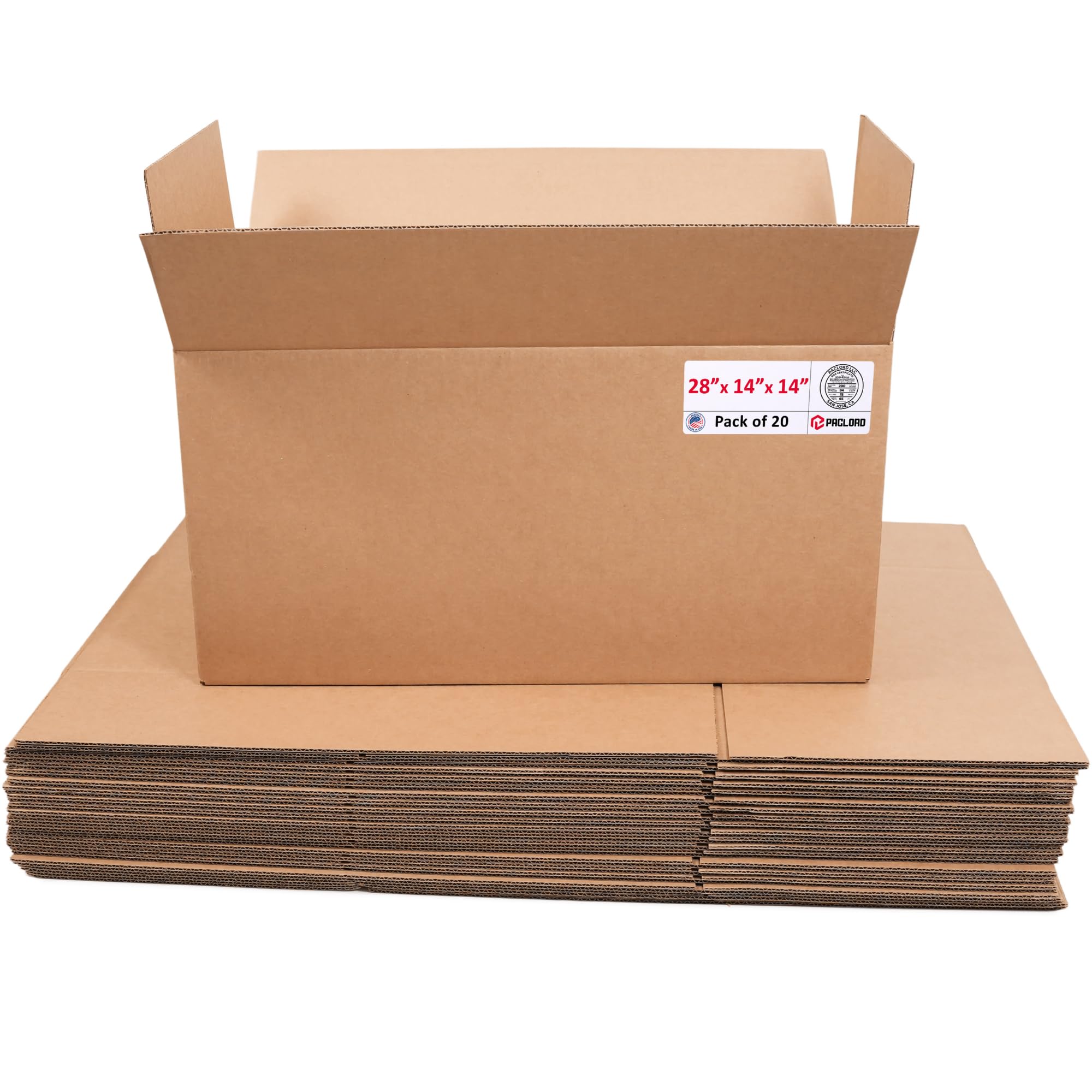 Large Cardboard Boxes 28"L x 14"W x 14"H (Pack of 20) - USA-Made Packing Boxes for Moving, Shipping, or Storage - USPS, UPS, FedEx Approved - Professional Packing Supplies for Moving | USA-Made Packing Boxes for Moving, Shipping, or Storage - USPS, UPS, FedEx Approved - Professional Packing Supplies
