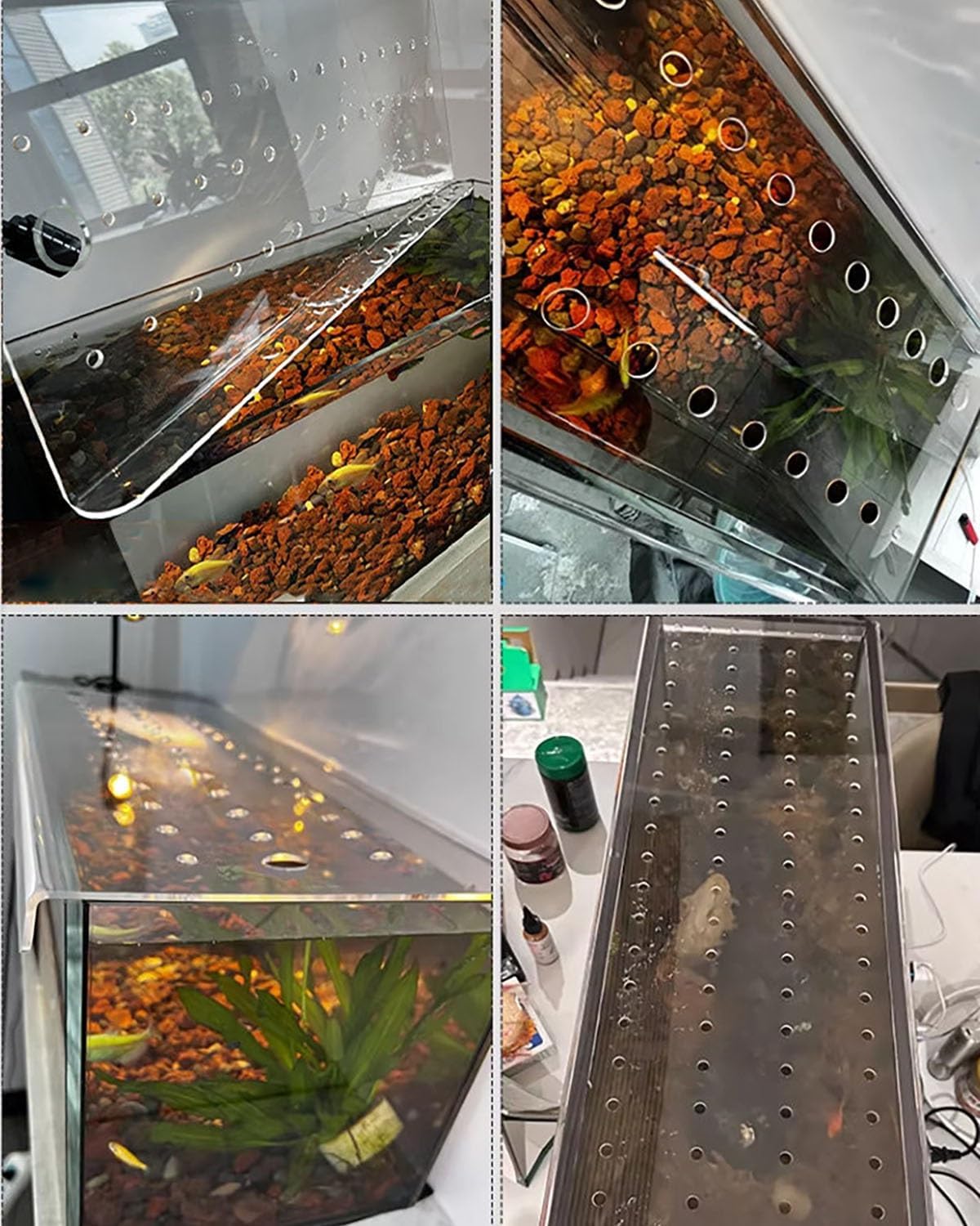 Cuttable Aquarium Cover, Clear Fish Tank Hood Cover 3/4/5mm Thick, Feeding Door Fish Tank Cover with Vent Port(32x14in)