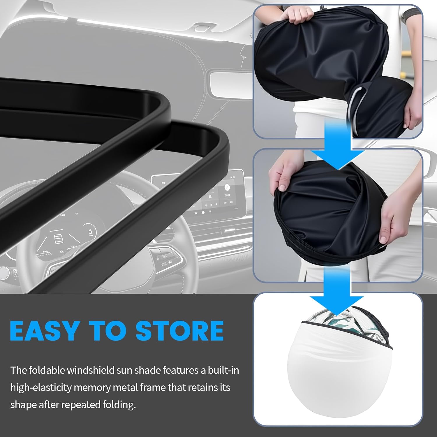 59"x31" New Car Windshield Sun Shade,Foldable Oxford Cloth Sun Shade for Car Windshield Blocks Heat & Lowers Interior Temperature,Summer Essentials Cars Suns Shades with Storage Bag