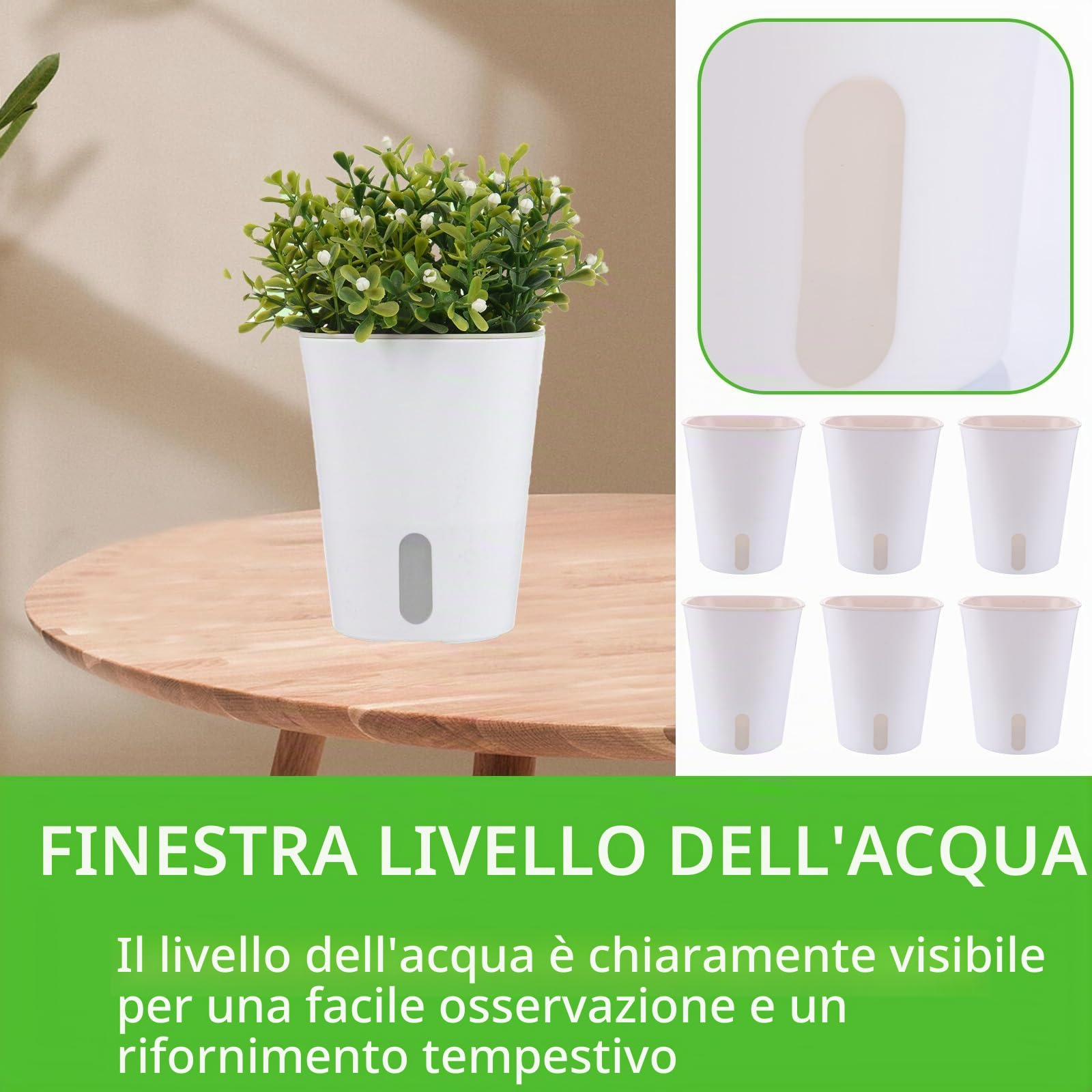 APACALI 12 Fioriere Autoirriganti, 12,5, con Indicatore del Livello dell'Acqua, Vaso per Erbe Aromatiche da Cucina con Sistema di Irrigazione, Vaso per Interni e Balconi