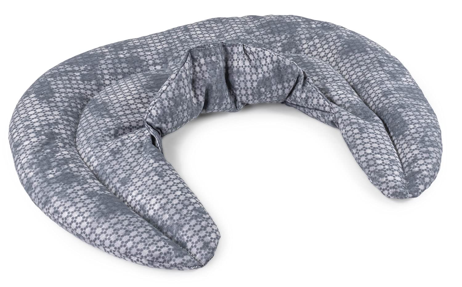 Cuscino del collo con colletto alto, used look grigio blu. Cuscino con semi di farro, terapia calda e fredda per la nuca e la spalla