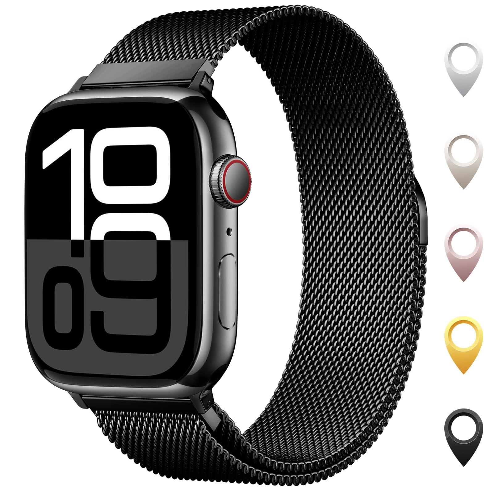 Original Milanaise Ersatzarmband Kompatibel mit Apple Watch Armband 40mm 42mm 41mm 38mm 46mm 44mm 45mm 49mm, Magnetische Metall Edelstahl Armbänder für iWatch Series 10 9 8 7 6 5 4 3 SE Ultra 2 1