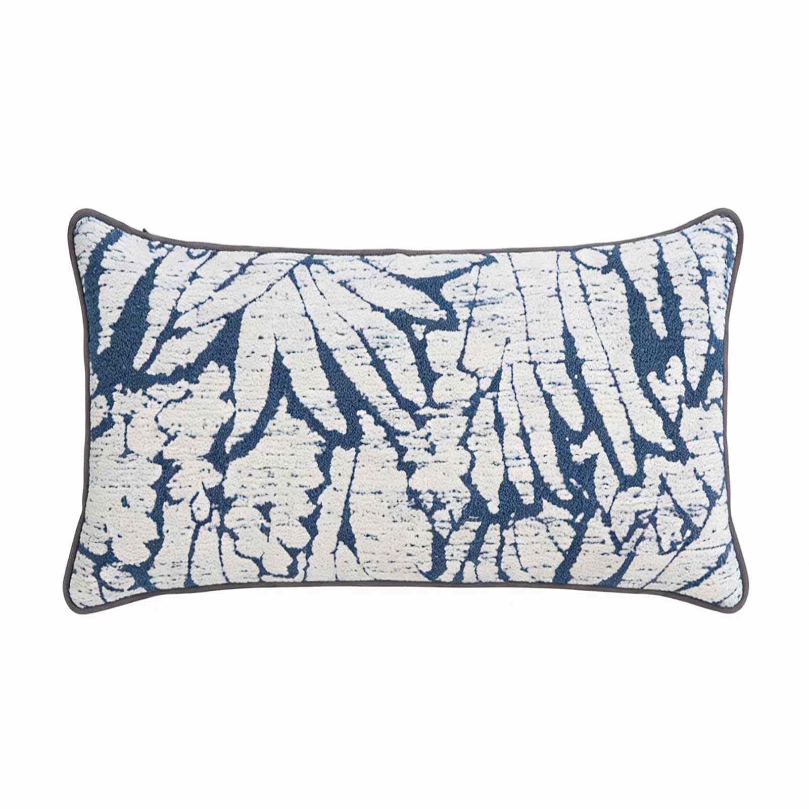 Jectse 4 Federe Decorative per Cuscini, Federe Boho per la Fattoria con Design a Nappe per Divano, Decorazioni per la Casa Sul Divano Letto del Soggiorno, Blu Bianche (50,8x30,5 cm/20x12 pollici)