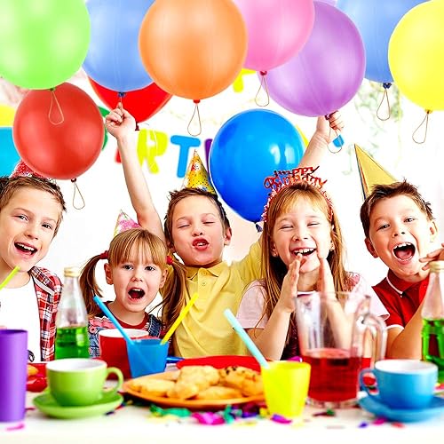 Miniatura 6 de RUBFAC 80 globos de perforación, recuerdos de fiesta para niños, globos gruesos de neón resistentes para cumpleaños, bolsas de regalo, emocionante