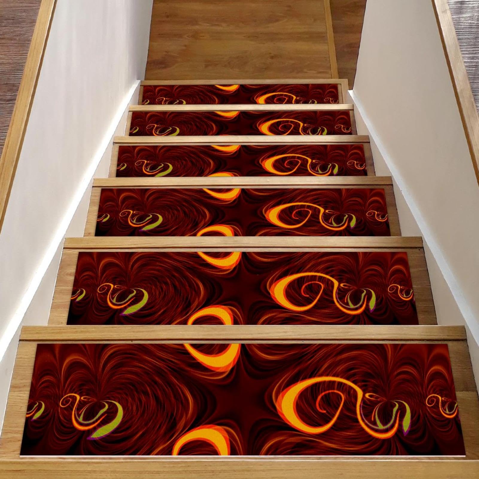 Alfombrillas de escalera antideslizantes con diseño abstracto marrón de seguridad
