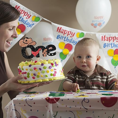 Miniatura 5 de Cowboy One - Decoración para pastel de primer cumpleaños para bebé, decoración de fiesta de cumpleaños del oeste de mi primer rodeo, suministros de