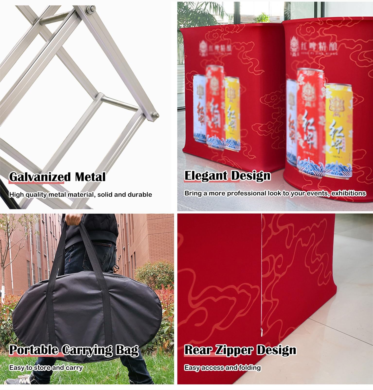 Messe Theke Empfangstheke Tragbarer Messestand, Podium, Pop-up-Theke, Individuelle Banner, Faltbarer Ausstellungstisch für Messeveranstaltungen, Schulladen, Einzelhandelsempfangstresen, Keine Beleucht