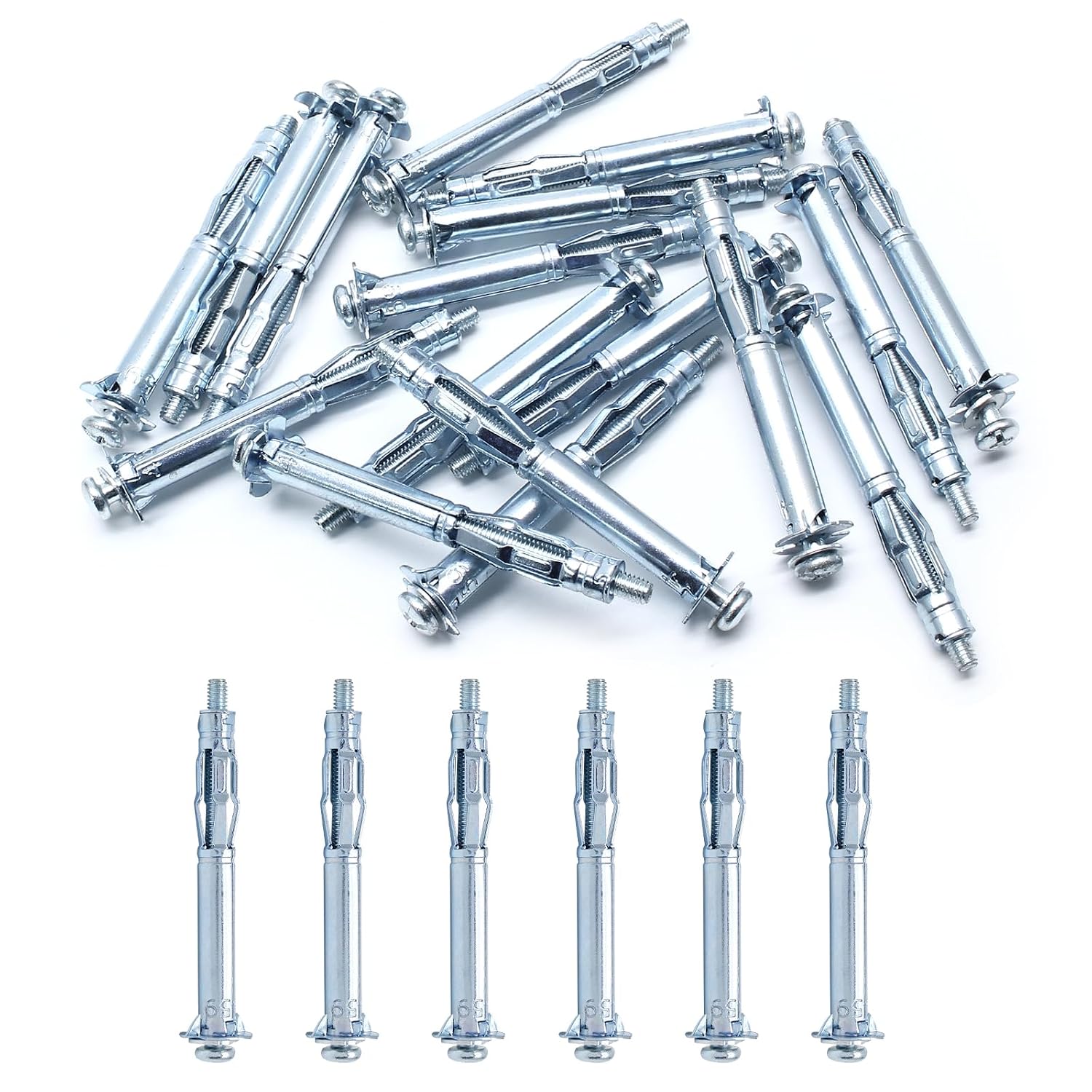 30 Pcs M5x52 Hollow Wall Anchors Screws Heavy Duty Bolt Screws Zinc Plated Wall Anchor Screws for Drywall Plasterboard Fixing