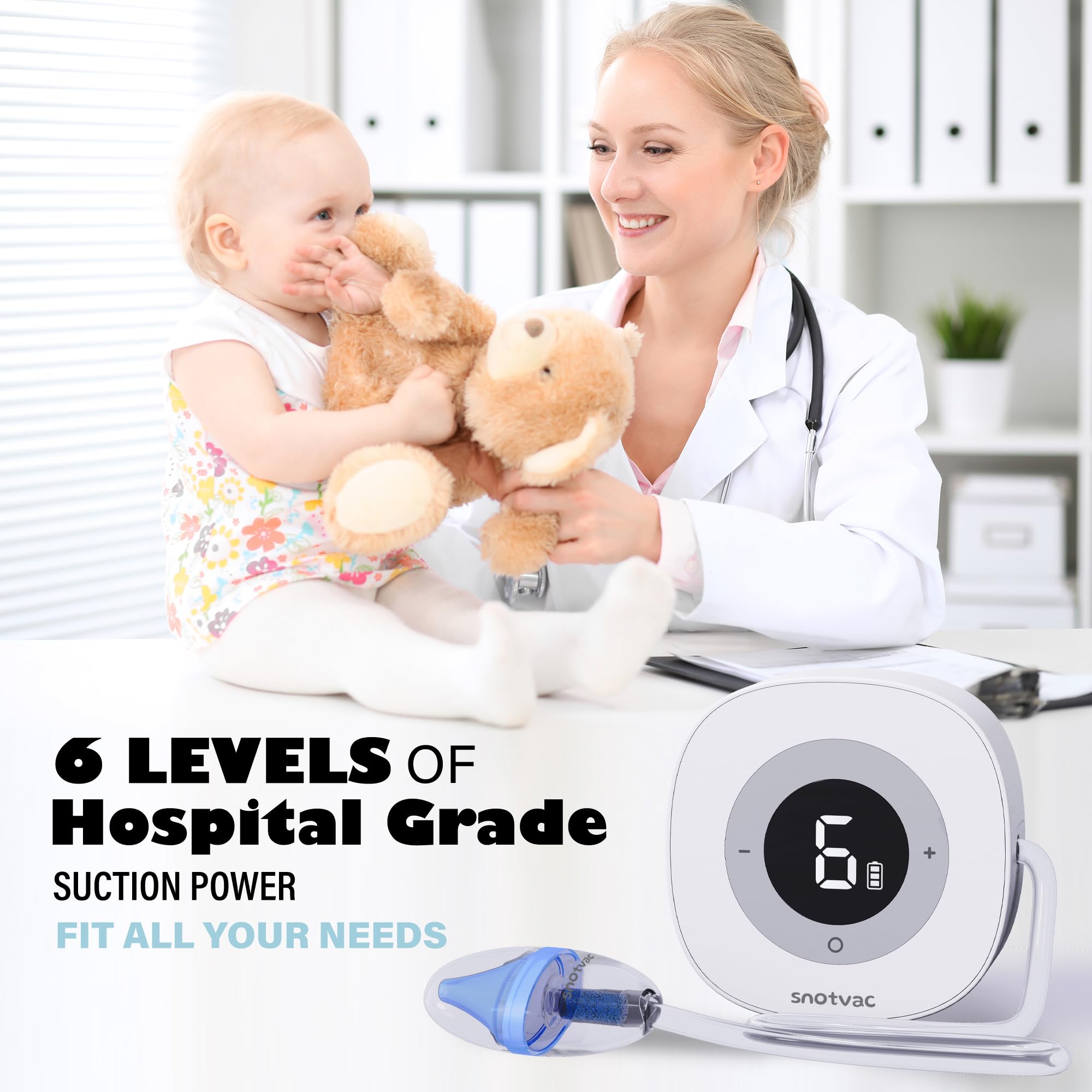 Aspirador nasal eléctrico – Máquina recargable de succión de moco – Aspirador de moco – Aspirador de nariz para recién nacidos, bebés, niños y adultos