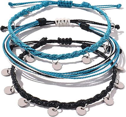 Waterproof String Ankle Bracelets Boho Beach Plus Size Chunky Anklet Sets