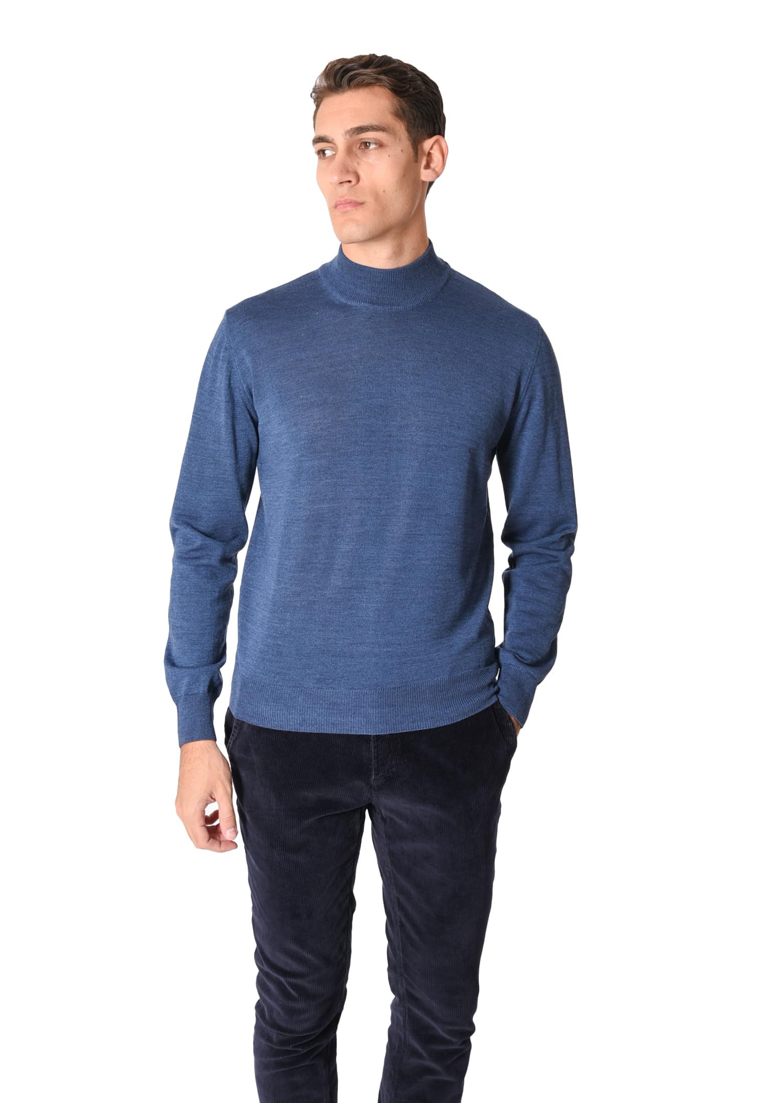 Ciabalù Maglione Lupetto Uomo in Lana Merinos Made in Italy Pullover Dolcevita Mezzo Collo Extrafine