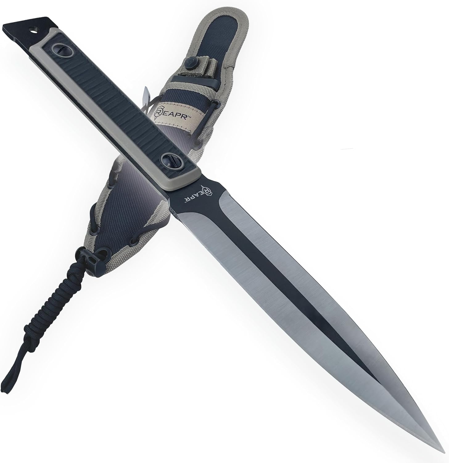 Reapr VERSA SPEAR DAGGER 12" Convertible Knife with 6.5" Dual-Edge Blade, 3Cr13 Stainless Steel, TPR Handle, MOLLE-Compatible Sheath, Take-Down Wrench & Paracord for Survival & Camping