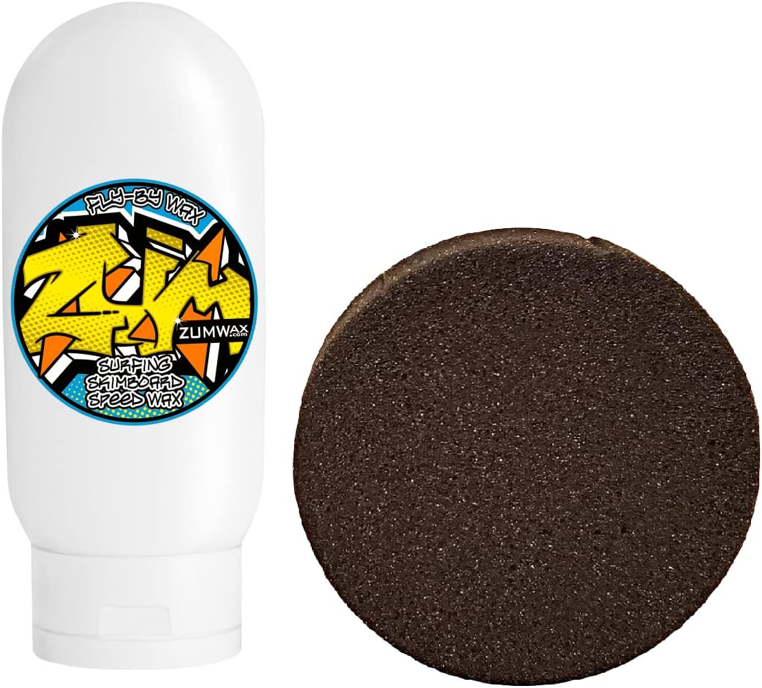 ZUMWax Surfing Skimboard Ceramic Wax, Made in USA, PFAS-Free, Durable and Eco-Friendly with Secret Vanilla Scent, ANY Temperature Use for Maximum Speed and Glide on Sand & Water, Long-Lasting 4 oz