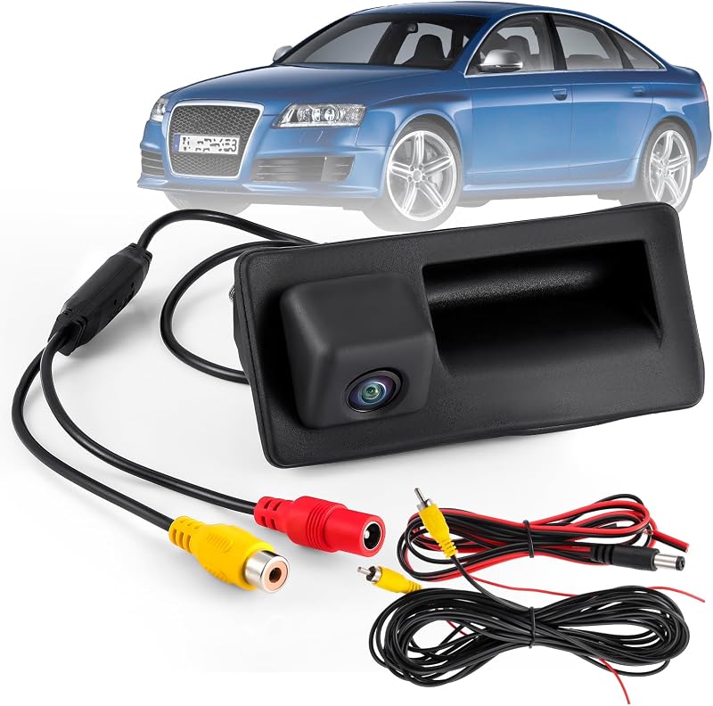 Backup Camera Reverse Rear View Camera Fit for Audi A4L A5 A3 Q3 Q5 RS6 VW | HD 720P Backup Camera Fit for VW Passat Tiguan Jetta Sharan Touareg Lavida Skoda, Car Rear View Trunk Handle Camera