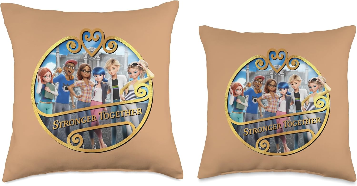 Miraculous Ladybug and Cat Noir The Movie Stronger Together Throw Pillow