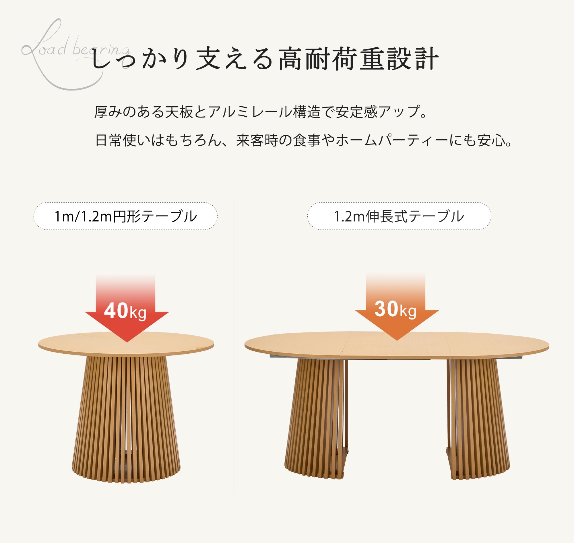 Amazon｜ダイニングテーブル 6人掛け 4人掛け 2人掛け 丸テーブル 幅