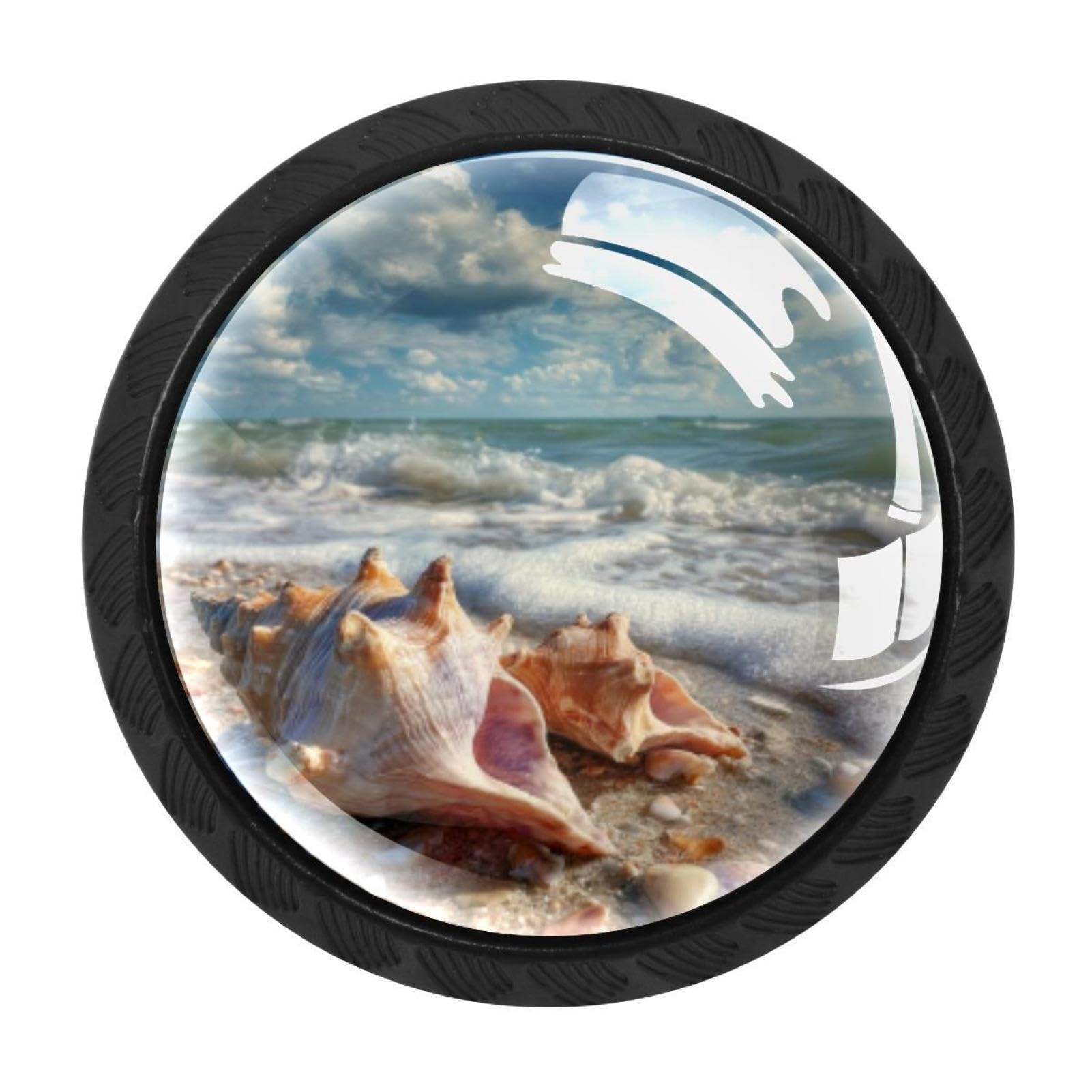 CHENZZZZ 4 Pack Cabinet Handles Conch Sea Shells Beach Sky Kitchen Drawer Pulls Furniture Door Handles for Cupboard Bedroom Wardrobe