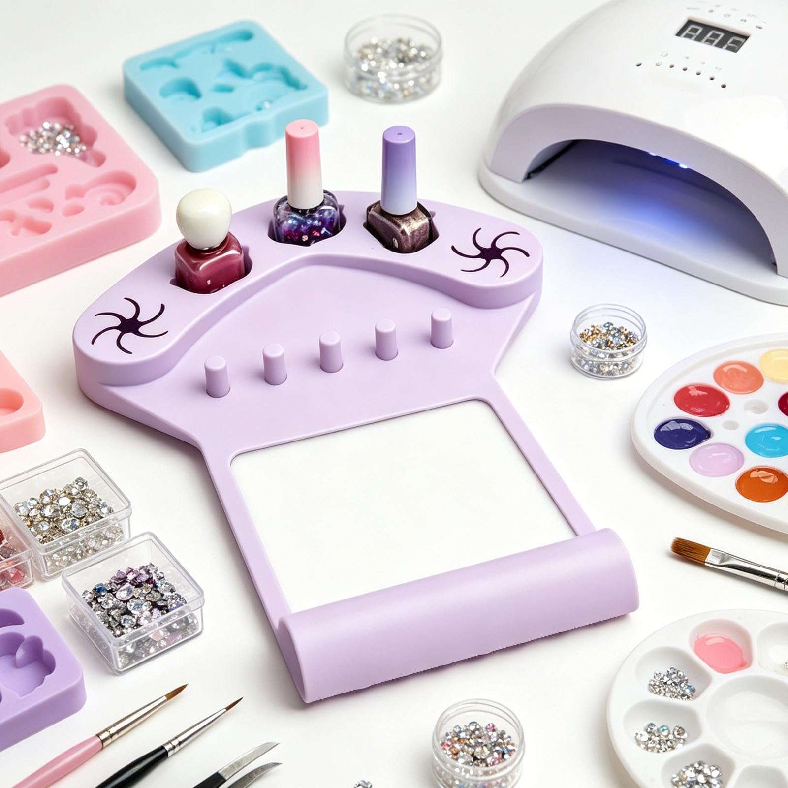 Tappetino in silicone da unghie delle mani Stazione per manicure unghie e | Supporto lucidatura unghie Per donne principianti, pittura unghie, saloni, feste e vacanze