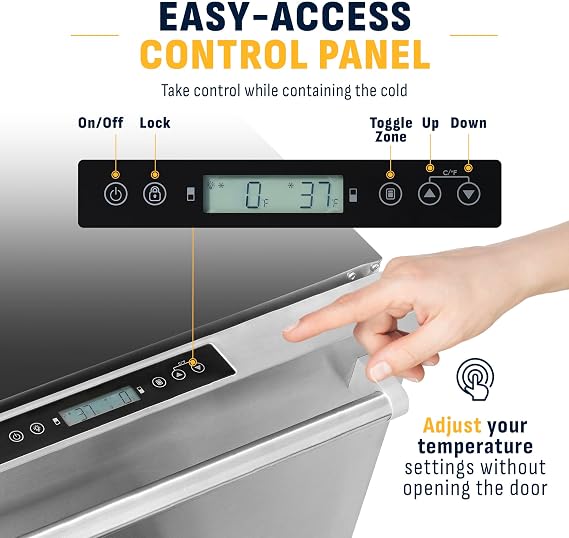 NewAir 24 Dual Zone Outdoor Beverage Fridge and Freezer | Freestanding or Built-In Under counter Refrigerator for Outside Patio | Dual Drawers that Refrigerate and Freeze | Stainless Steel
