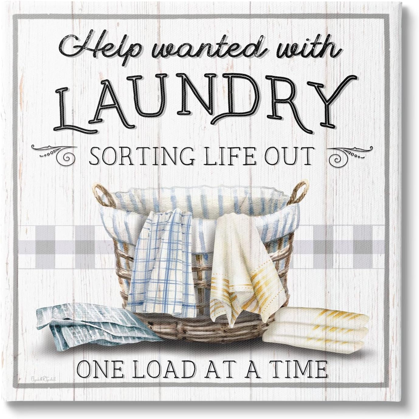 Stupell Industries Help Wanted Laundry Basket Canvas Wall Art by Elizabeth Tyndall