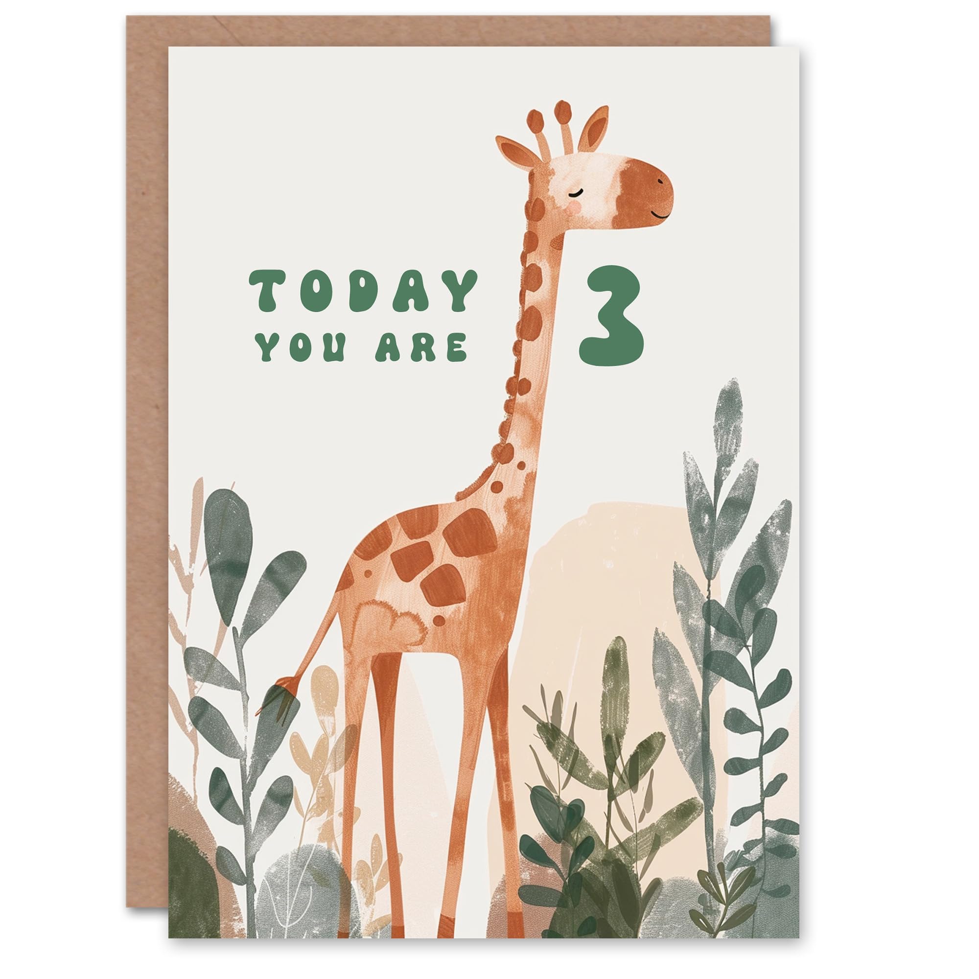 Artery8 3rd Birthday Card Cute Fun Giraffe Today You Are Age 3 Year Old Child For Son Daughter Girl Boy Happy Card