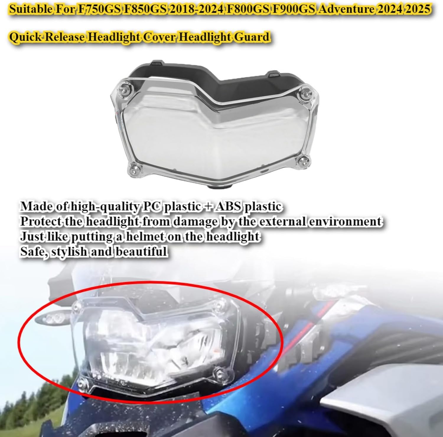 FOR F750GS F850GS F 750 GS F 850 GS 2018-2024 F800GS F900GS ADV F 800 GS F 900 GS ADV 2024-2025 Motorcycle Headlight Protective Cover Quick Release Headlight Covers