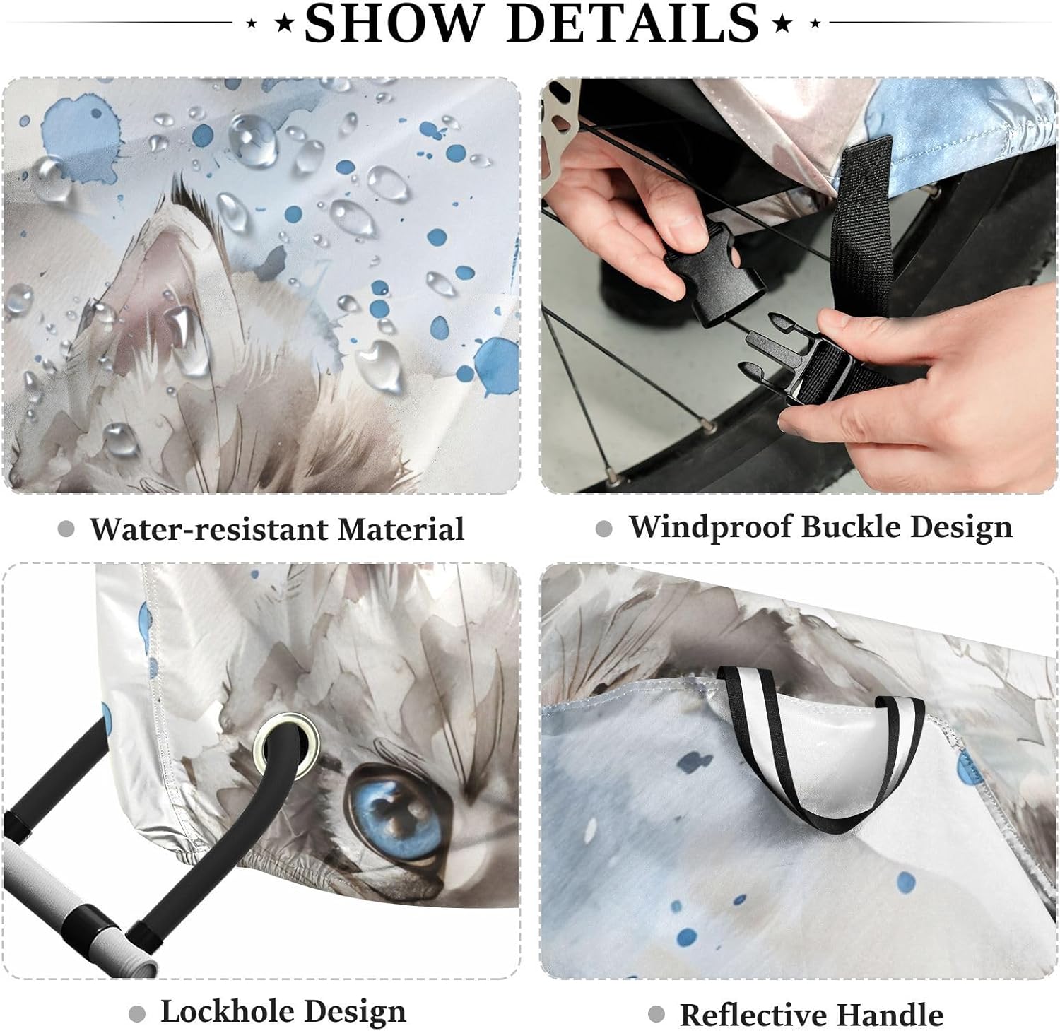 ALAZA Cute Cats Kitten Bike Cover Waterproof Outdoor Ebike Bicycle Covers Tarp Protection for 1/2 Bikes, Sun UV Dust Wind Proof