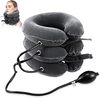 Neck Stretcher, Cervical Traction Device, Neck Traction Device, Neck Pain Relief, Adjustable Inflatable Neck Brace & Neck Stretcher, Neck Decompression Home Use (Dark Gray)