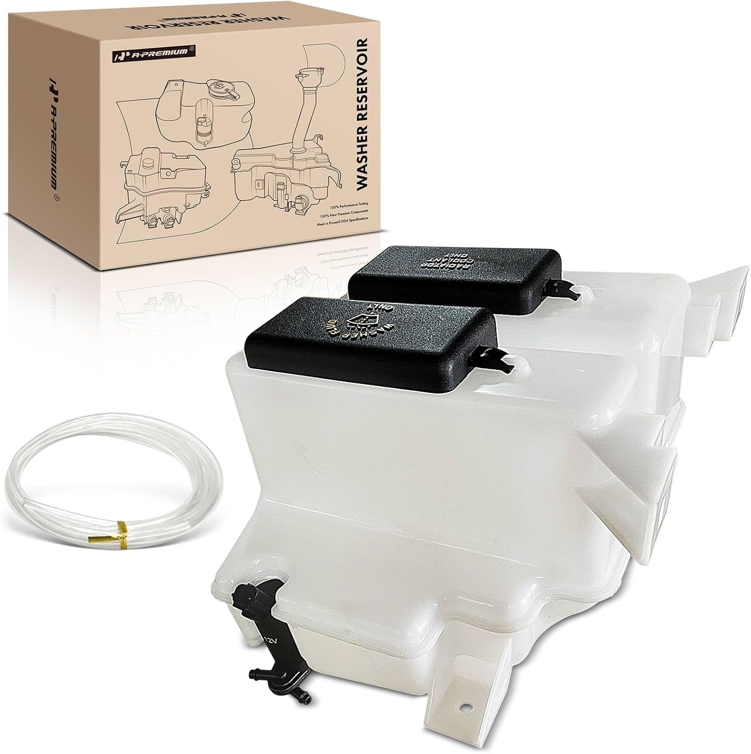 A-Premium Windshield Washer Reservoir Tank Assembly Compatible with Ford Explorer 1998-2001, Explorer Sport 2001-2003 & Mercury Mountaineer 1998-2001 - with Cap & Washer Pump