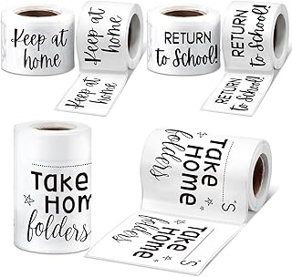 Janlaug 3 Rolls 300pcs Student Homework Folder Labels Take Home Folder Return to School Keep at Home Label Back to School Sticker Thermal Printed Labels for Office Classroom (Basic)