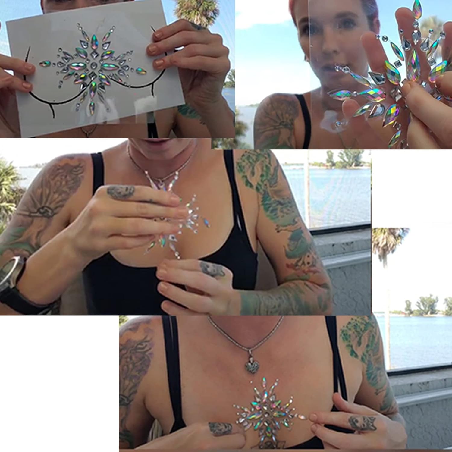 3Pcs Body Jewelry Sticker Mardi Gras Crystal Face Jewels Gem Rhinestone Pasties Rhinestone Body Sticker Masquerade Rhinestone Temporary Tattoos for Women Girls