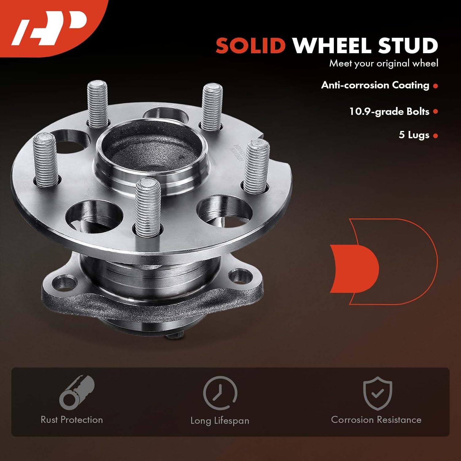 A-Premium Rear Left Wheel Bearing and Hub Assembly with ABS & 5-Lug Compatible with Toyota Venza 2009-2016, FWD Only