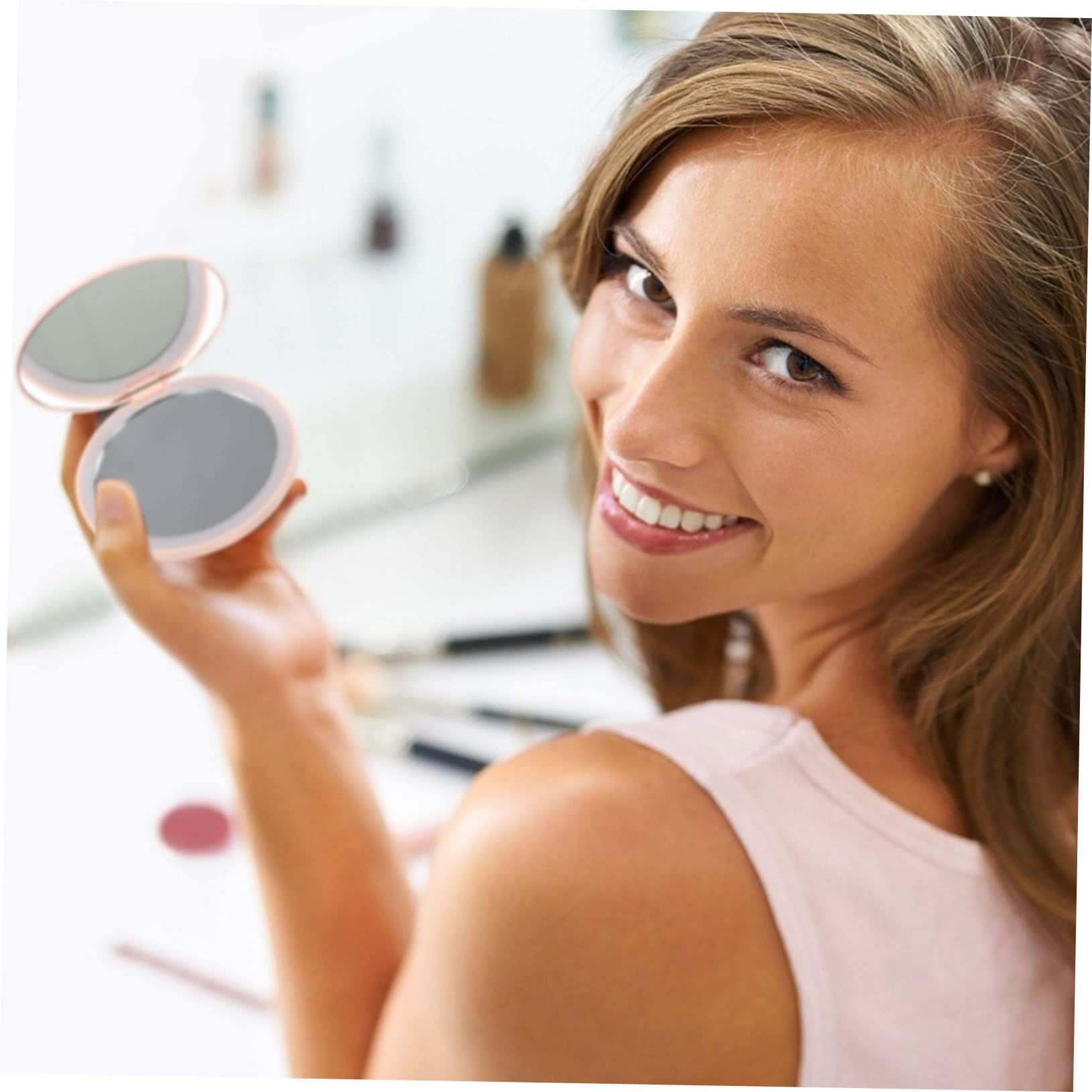 Housoutil 4 Set Di Specchietti Per Il Trucco Elettrici Da Viaggio Per Scolpire Il Viso Compatti E Robusti Per Borsetta