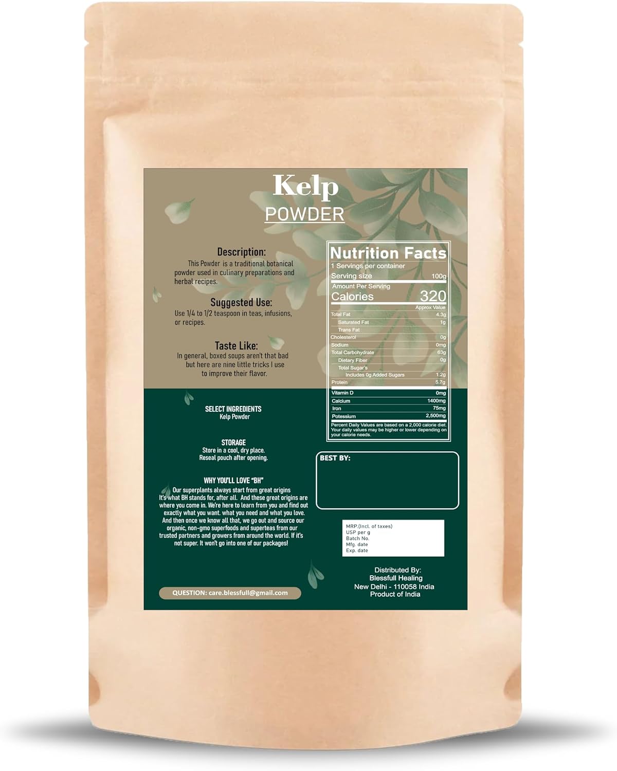Blessfull Healing Kelp Extract Powder 100% Pure Natural 100 Gram / 3.52 oz