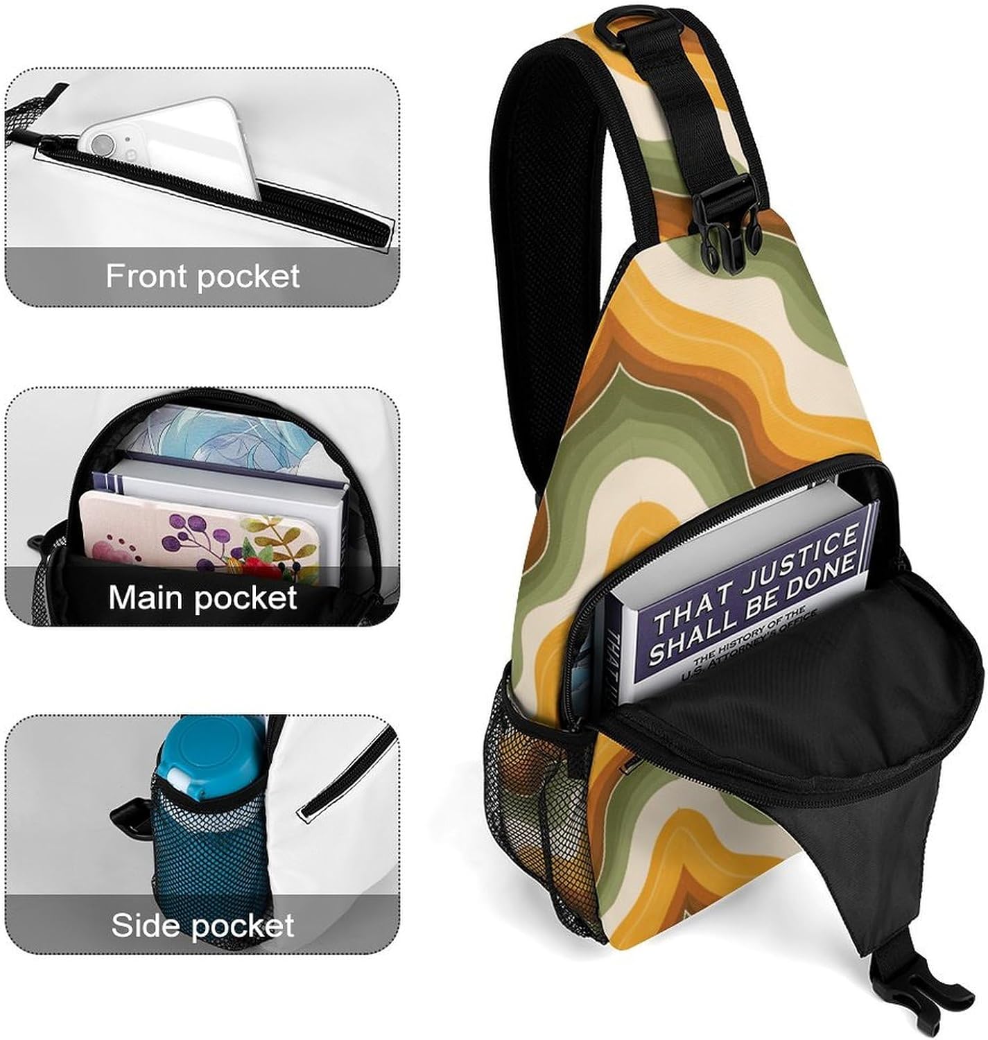Hallucinatory Scene Sling Crossbody Bag Lightweight Chest Shoulder Backpack for Outdoor Sports