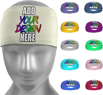 Custom Personalized Workout Sweatbands for Men & Women, Sport Headbands Stretchy Moisture Wicking Hairband Bandana Balaclava for Gym, Yoga, Basketball, Running, Cycling