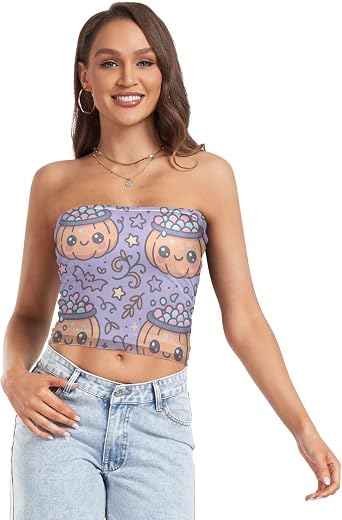 Halloween Candycauldron Pumpkin Patch Womens Crop Tops Sexy Bra Cover Up for Lady Gym