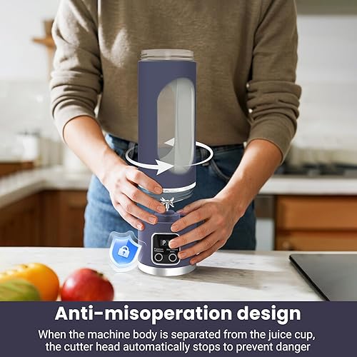 Miniatura 4 de Licuadora portátil personal eléctrica USB, exprimidor portátil de 16.9 fl oz, licuadora pequeña, mezcla, compacta, conveniente y versátil (morado)