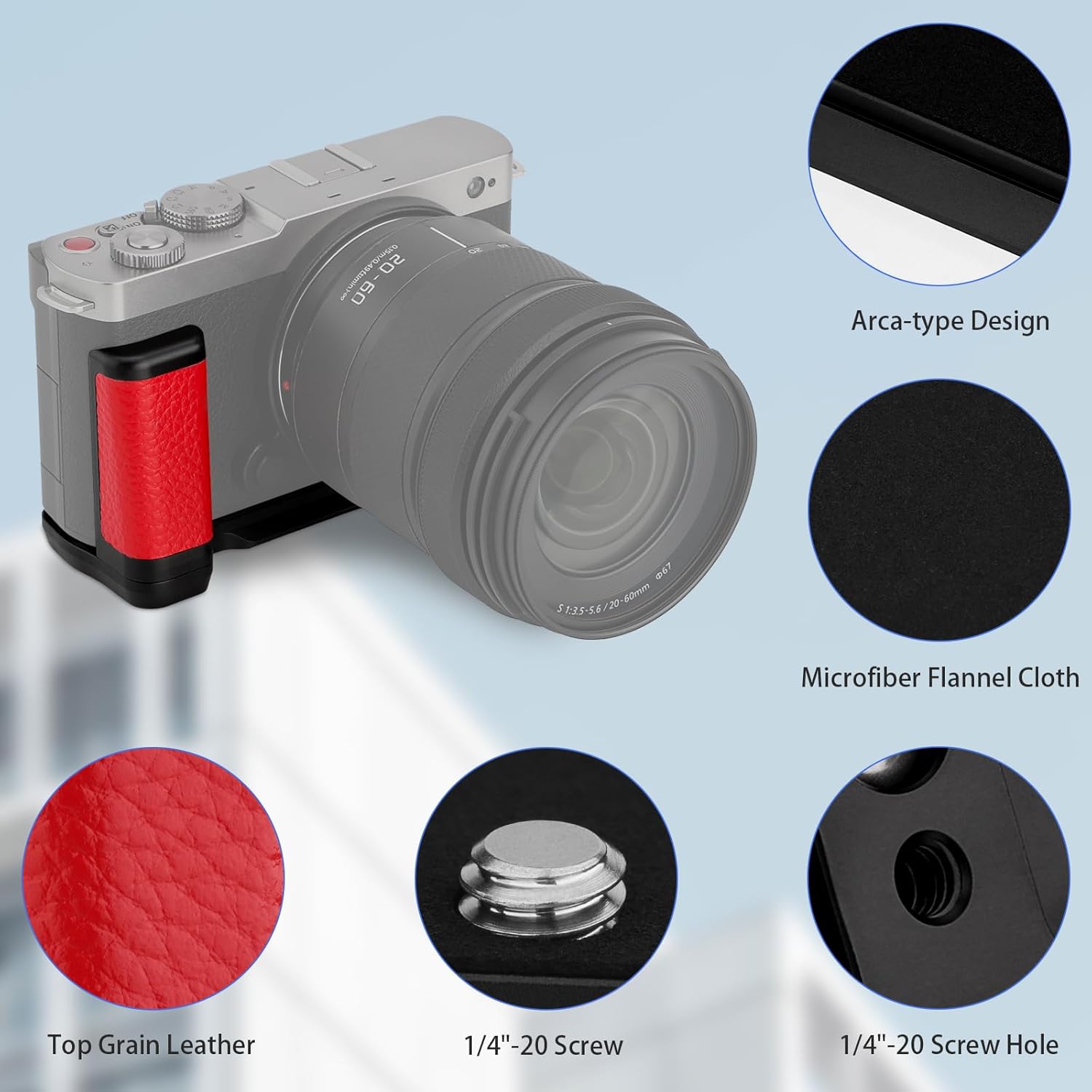 Haoge HG-S9-R Handle HandGrip for Panasonic LUMIX S9 Camera Body S9K L-Shape Grip Bracket Red