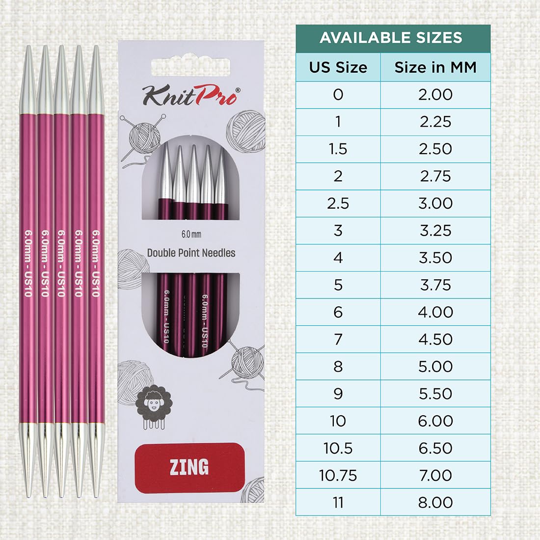 Amazon.com: KnitPro Zing Double Pointed Needles 6