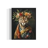 Cougar Flower Head Wall Art Print Poster, Kimono Bathroom Dressing Room Decor Posters Prints for Restroom Home Picture Painting Artwork Gallery 6 (Cougar, 8 x 10 inches, Unframed)