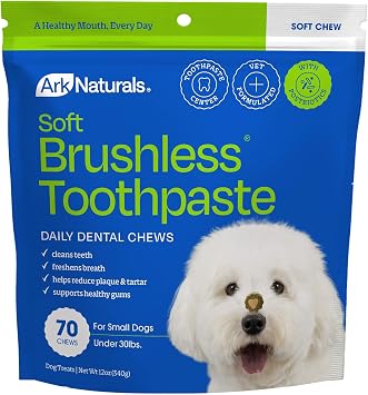 Ark Naturals Soft Brushless Toothpaste, Dog Dental Chews for Small Breeds, Freshens Breath, Unique Texture Helps Reduce Plaque & Tartar, 12oz, 1 Pack