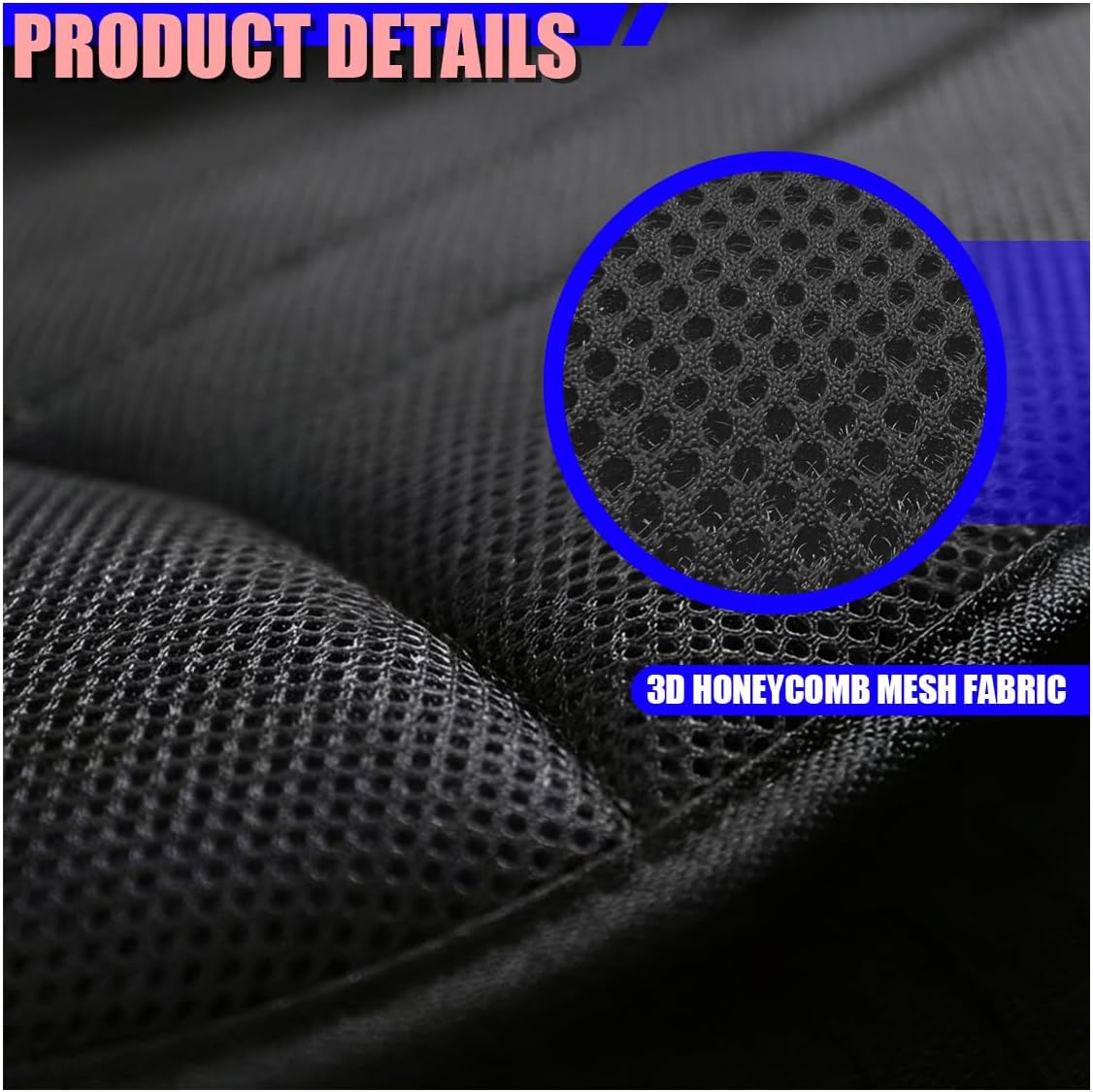 Car Seat Cushion, Breathable 3D Air Mesh Car Front Seats Bottom Cover for Comfortable Driving, Soft Non-Slip Auto Interior Driver Seat Protector for Home, Office, Truck(Black)