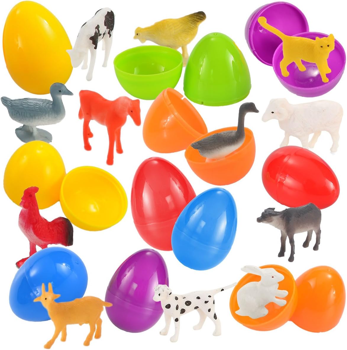 JOYIN 48 Pieces Easter Eggs Prefilled with Assorted Natural World Animal Figures Easter Basket Stuffer for Kids Easter Egg Stuffers Fillers