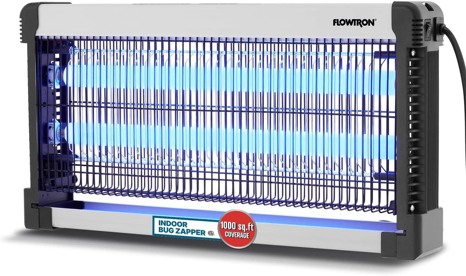 Flowtron Indoor Bug Zapper: 3000V Electric Insect Killer & Mosquito Trap - 1000 Sq Ft Coverage - 30W Dual UV Light Fly Zapper for Kitchen, Bedroom, RV & Restaurant - Safe Gnat & Moth Killer